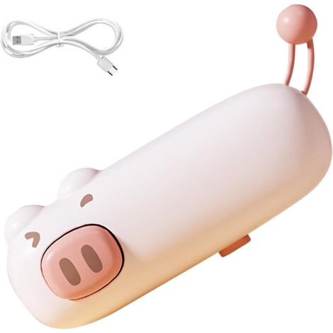 Mini scelleuse de sac, rechargeable avec design en forme de cochon rose, machine à sceller à chaud avec fermeture à chaud magnétique et portable pour la conservation des collations et le stockage des (1/5)