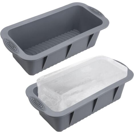 2 Pièces Grande Moule Bloc Glace, Bac à Glaçons Bloc Silicone Gris 2,1 kg Réutilisable Très Grande Moule à Glaçons pour Congélateur Bain de Glace Plongée Froide ou Refroidisseurs