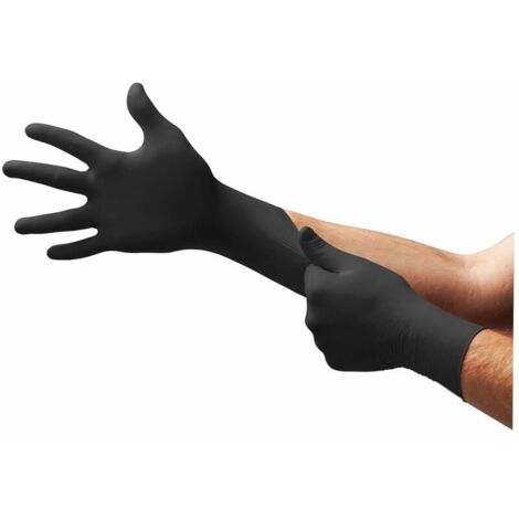 Microflex 93-852, Gants Jetables En Nitrile, Sans Latex Ni Poudre, Pour Contact Alimentaire, Usages Variés, Protection Mécanique et Chimique, Gants À Usage Unique, Noirs, Taille L (100 Gants)