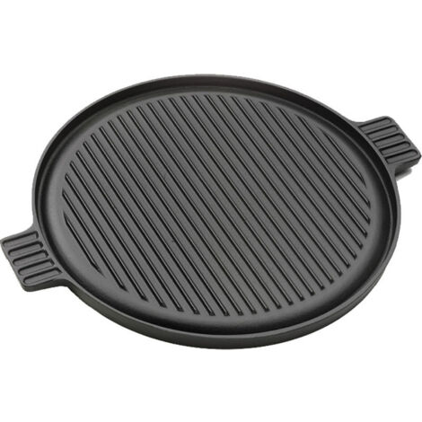 plaque de cuisson universelle pour barbecue au charbon en fonte émaillée, ronde, accessoire barbecue, 35cm, Noir (1/3)