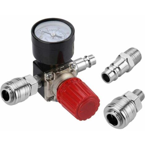 Régulateur de Pression d'Air Trois voie valve 175psi 12bar 1/4 Pouce Manomètre à Air Régulateur pour compresseur (Nouveau 3 voie valve) (1/5)