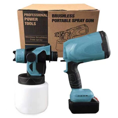 Pistolet de peinture sans fil, pistolet de peinture sans fil 21v pistolet de peinture à batterie pour mur de porte de clôture de meubles (1/5)