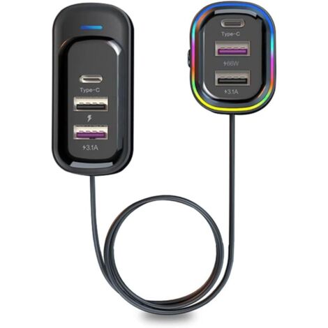 Chargeur USB multifonction pour voiture 18 W + 15 W Charge rapide avec 5 ports de charge Affichage de la tension pour voiture, camion, camionnette, SUV 12-24 V (1/5)