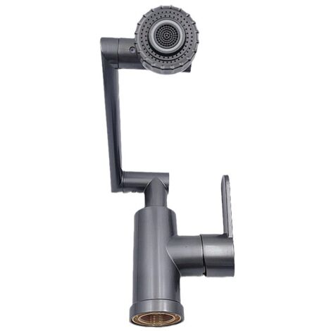 Robinet de salle de bain pivotant à 1080°, robinet avec 2 sorties d'eau, monotrou, levier unique, bras mécanique, robinet pivotant pour salle de bain et cuisine (1/5)