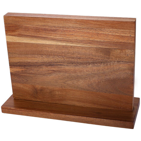 Bloc à couteaux magnétique extra large en bois d'acacia avec bande magnétique solide pour couteaux de cuisine, organiseur d'outils sans perçage (1/3)