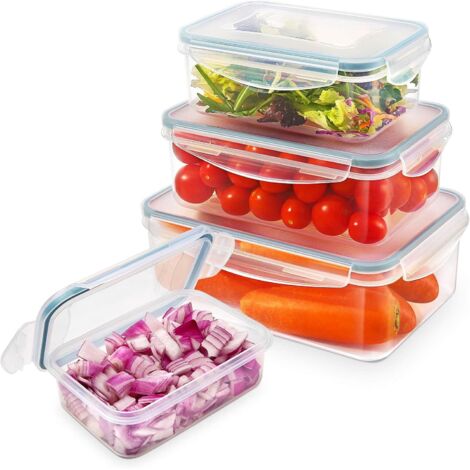 Boîte Alimentaire Set, 4 Pièces Boîtes Alimentaires Plastique Réutilisables avec Couvercles Hermétiques, Sans BPA, 100% Étanche (1/5)