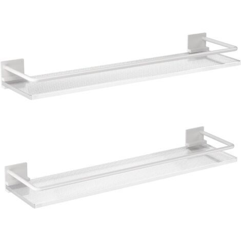 Étagères flottantes en acrylique pour salle de bain - Lot de 2, étagères murales adaptées aux toilettes, à la cuisine, à la buanderie, à la ferme, pour ranger des objets/décorer la pièce (blanc) (1/5)