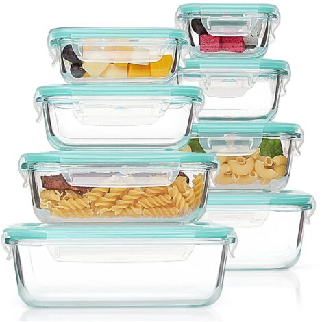 Boîte en Verre avec Couvercle - Conservation Alimentaire 1l - Lot de 8 - Hermétiques & Empilables - Sans BPA - Passe au Lave-vaisselle, Congélateur & Micro-ondes (1/4)