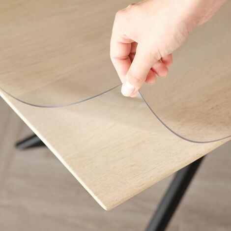 Nappe Transparente 2mm - Nappe rectangulaire Anti Tache avec Bords inclinés, Protection Table Lavable, Toile cirée au Metre, Nappe de Table Plastique pour l'intérieur et l'extérieur 90x180 cm