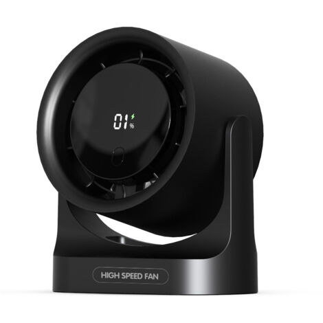 Ventilateur USB de Table, Puissant Jusqu'à 6 m/s, Affichage LED, 5 Vitesses, Rotation 360°, Mini Ventilateur Silencieux, Portable pour Maison, Bureau, Extérieur, Cuisine, Camping (1/2)
