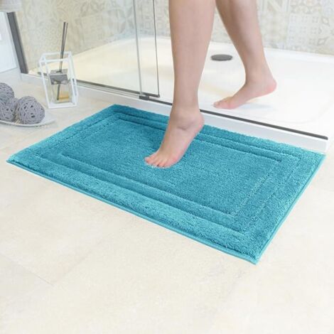 Tapis de Bain Antidérapant Super Absorbant et Lavable en Machine pour la Salle de Bain, Douche, Baignoire ou comme Tapis WC Turquoise - 50x80 cm (1/5)
