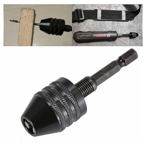 Mini mandrin de perceuse sans clé à 3 mâchoires avec tige hexagonale à changement rapide 1/4 pour maintenir la tige droite de 0,6 à 8 mm fraises pour micro-production ou industrie médicale (1/5)