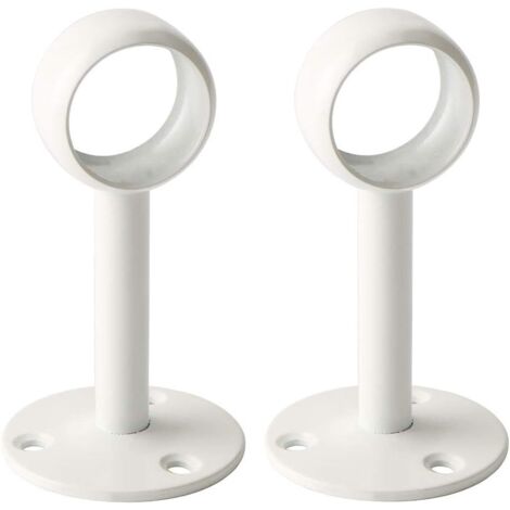 Support Tringle Rideau Plafond en Acier Inoxydable, Support Tringle Penderie pour Tube de rond Ø 25 mm, Blanc Brillant 2 Pcs