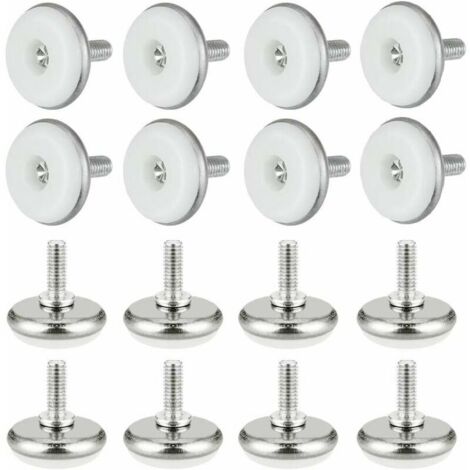 30 PCS Pied Vérin Réglable Pied de Nivellement en Plastique et Métal avec Écrou Pieds Réglables M61530mm Vis de Réglage Meuble pour Table Meuble Bureau Placard Chaise, Blanc (1/5)