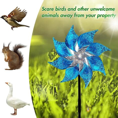 Lot De 10 Moulins à Vent Réfléchissants – 55x24 Cm, PVC Argenté, Anti-oiseaux, Décoration De Jardin, Résistant Intempéries