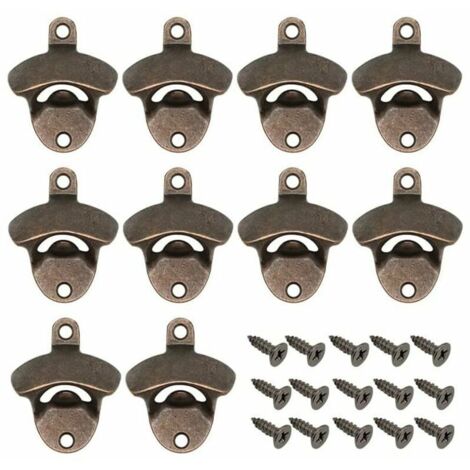 Lot de 10 décapsuleurs muraux vintage en bronze avec 20 vis assorties pour bar, cuisine, accessoires de maison (1/5)