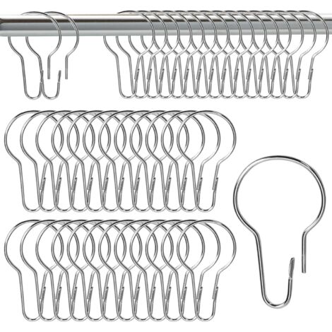 Lot de 42 Anneaux de Rideau de Douche, Anneaux de Crochet, Crochet Rideau Antirouille Coulissant pour Salle de Bain,Chambre à Coucher (1/5)