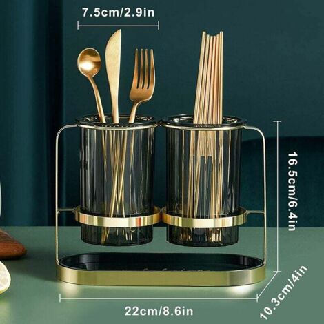 Panier à couverts avec égouttoir amovible – Dimensions 22 x 10 x 16,5 cm – Métal galvanisé et plastique PET – Pour rangement efficace ustensiles