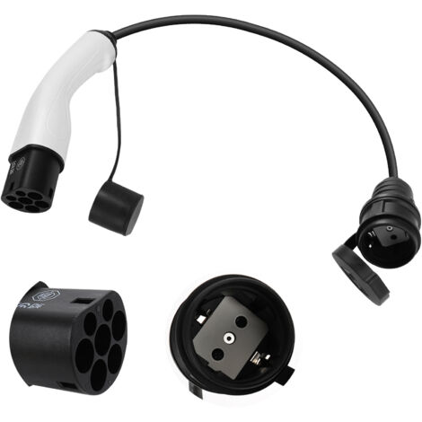 Adaptateur Type 2 vers Schuko 16A 0,6m – Chargement 3,5 kW – IP54 – Pour vélos, scooters et motos électriques