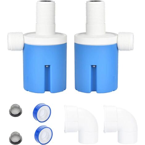 Lot de 2 valves de contrôle automatique du niveau d'eau à l'intérieur, valve à flotteur automatique pour réservoir d'eau, énergie solaire, pot de voiture, aquarium (intérieur supérieur de 1,27 cm) (1/5)