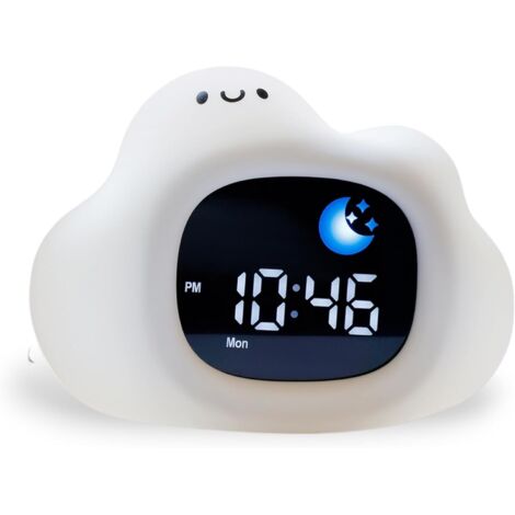Joli réveil pour enfants avec entraîneur de sommeil Veilleuse et machine sonore pour tout-petits 8 couleurs et 6 sons Rechargeable par USB Parfait pour les tout-petits et les (1/5)