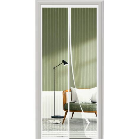Moustiquaire Porte Fenetre 120x210cm, SHA2WEN Rideau Moustiquaire Magnétique Blanc, Profitez de l'été en Famille (1/5)