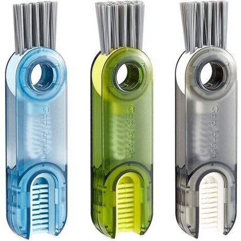 Brosse de nettoyage 3 en 1, ensemble de 3 brosses de nettoyage pour couvercles, mini brosse multifonctionnelle pour biberons, bouteilles à col étroit, gourdes de sport, tasses en verre, vases en verre (1/5)