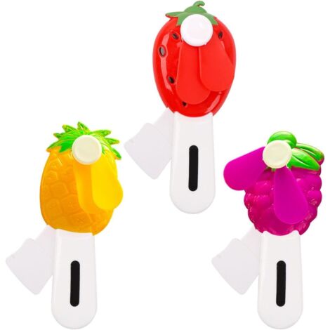 Paquet De 3 Ventilateurs À Main, Ventilateur À Main en Forme De Fruit, Petit Ventilateur Manuel Portable, Ventilateur À Main pour Enfants (Couleurs Aléatoires) (1/5)
