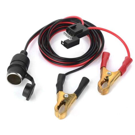 12V 24V femelle voiture allume-cigare prise à batterie pinces crocodiles connecteur 2FT voiture batterie pince-sur câble de charge d'extension (1/4)