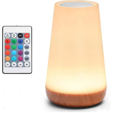 Lampe de Chevet Veilleuse LED Lampe d'Ambiance Chambre Lampe Nuit Tactile avec 13 Couleurs RGB, Rechargeable USB, Lampe de Table Télécommande pour Chambre à Coucher Salon Camping (1/5)
