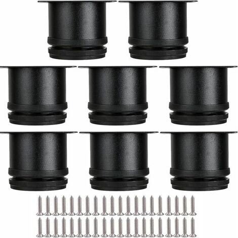 Lot de 8 Pieds Réglables Meubles Noir, Ø 50 mm/Hauteur 50 mm Pieds de Canapé en Métal Acier Inoxydable, Pied de Table Basse pour Meubles TV Armoires Lits Postes de Travail, avec 32 Vis (1/4)