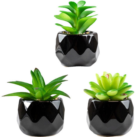 Lot de 3 Plantes succulentes artificielles en Pot dans des Mini Pots carrés pour la décoration de la Maison et du Jardin Vert (1/5)