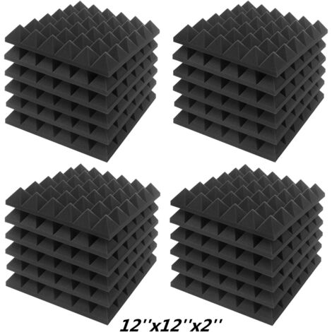 Panneaux acoustiques de forme pyramide en mousse - 5,1 x 30,5 x 30,5 cm - Pour studio et insonorisation - Charbon - Lot de 24 (1/5)