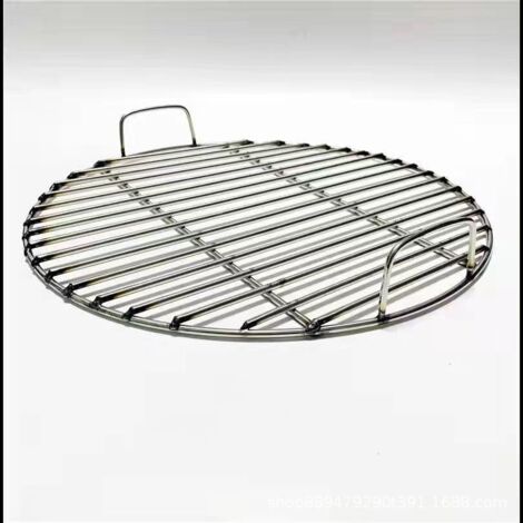 304 Grille de Barbecue Ronde en Acier Inoxydable avec poignée, diamètre 53 cm
