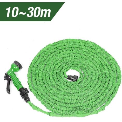 Tuyau d'arrosage extensible vert, 10m jusqu'à 30m, pistolet et raccord fournis, 7 jets différents (1/5)