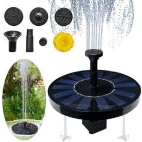 Fontaine solaire pompe 4 W Flotté solaire Panneau intégré Batterie avec 6 buses Idéal pour petit étang salle de bain d'oiseaux Fish Tank Décoration de jardin 18 cm (1/5)