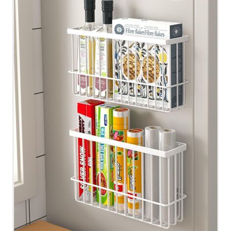 2 pièces Armoires de Cuisine Porte Boîte de Rangement,Adhésive Boîte de Rangement Murale,Armoire/Salle de Bains/Réfrigérateur Boîte D'organisation pour Articles Divers (Blanc) (1/5)