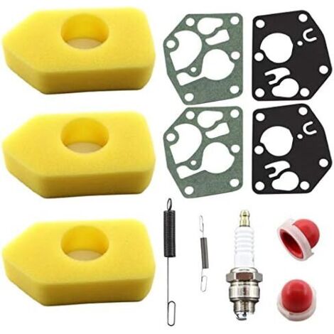Lot de 3 filtres à air pour Briggs & Stratton 698369 4216 5086K 5088 5088H 5099 3,5-4,5 CV Classic Sprint Quattro avec membrane 495770 Primer Bulb 694394 Ressort régulateur 691859 (1/5)