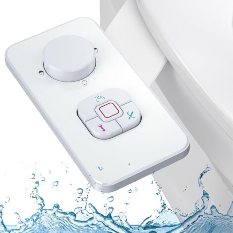 Bidet Rehausse Pour Toilettes, Bidet Non Électrique Étroit Avec Buses Rétractables, Rétractables Autonettoyantes Double Et Bouton De Réglage De La Pression De L'Eau (Blanc) (1/5)