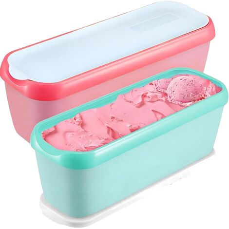 Lot de 2 Bac a Glace Maison, Récipients à Glace de 1,5 litre,  Récipients à Glace Réutilisables pour Accessoires D'ustensiles de Cuisine (1/5)