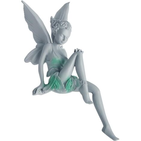Statue de Jardin Fée Assise, Statue de Fée Assise Tudor et Turek, Jardin Fée Magique Assise, Ornement de Jardin Fée Magique Assise Résine, pour Décoration de Jardin(Gris) (1/5)