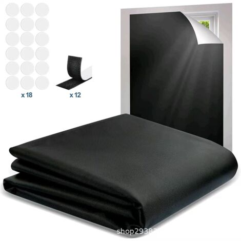 Store Occultant sans Percage 300 x 145 cm, Store Occultant Fenetre Tissu Occultant avec Bande Velcro Autocollante, pour Fenêtre de Toit Fenêtre Porte Coupe Libre