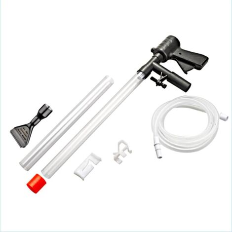 Aspirateur de Boues d'Aquarium, 5 in 1 Kit de Nettoyage de Gravier d'Aquarium, Nettoyeur de Gravier Changement d'eau Filtre Rapide Aquarium Changeur l'eau avec Bouton Pression d'air Grattoir en Verre