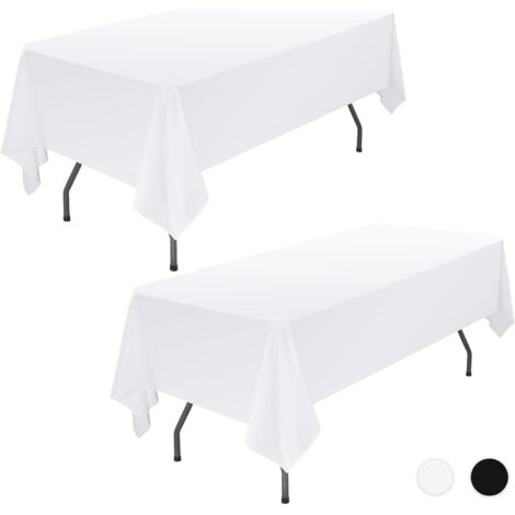 Lot de 2 Nappe Blanche rectangulaire 145x259cm Nappe Blanche Tissu Nappe Blanche Polyester Tissu de Table rectangulaire Housses de Table Blanches lavables pour Mariage, Banquet, Restaurant (1/5)