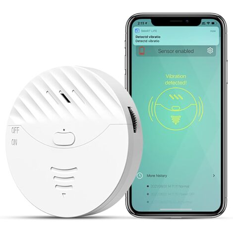 2 PCS Alarme de porte et fenêtre WiFi:alarme intelligente pour fenêtre,capteurs de vibrations avec alarme de 130 dB et alertes d'application gratuites,capteur d'alarme de sécurité pour enfants garage