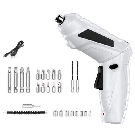 Perceuse Visseuse Sans Fil 3.6Nm, Visseuse Devisseuse 1300mAh 3.6V + 26 Accessoires, 2 Sens Rotation + Lampe LED, Câble Charge USB, Idéal pour Artisans, Installation de Meubles et Jouets (1/5)