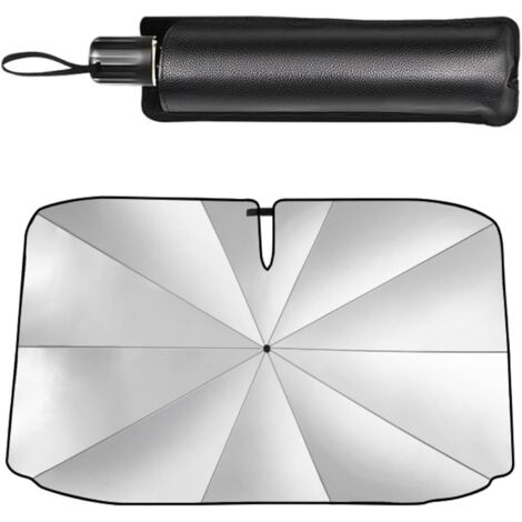 Pare-Soleil Avant de Voiture, 140 x 79 cm, Protection Solaire, Pare-Brise avec Sac de Rangement, pour Certaines berlines, camionnettes et SUV,Argent (1/5)