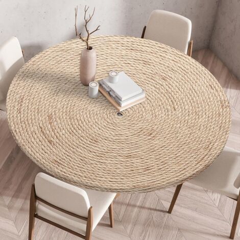 Nappe ronde 120 cm – Bord élastique – Imperméable et anti-tache – Lavable – Motif 3D pour tables de 110-115 cm