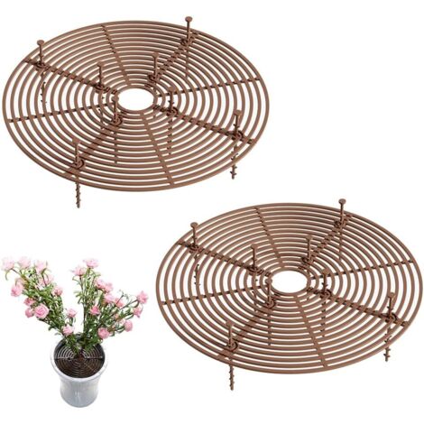 Protection Plante Chat 2 pièces Grilles de Protection pour Pot de Fleurs 30cm Pot de Fleurs Grille Disque de Protection Plante Cache-Pot de Fleurs pour Jardin, Marron