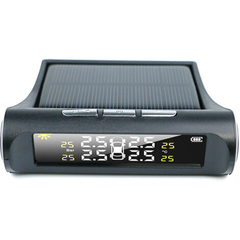 Système d'alarme solaire de pression des pneus pour voiture, 4 roues, accessoires de pression des pneus internes et externes, Y (noir externe) (1/5)